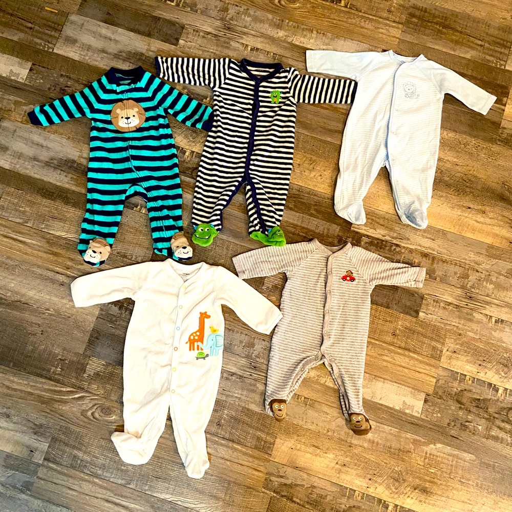 Lot of 5 Carters & Little Me  Baby Boy Size 6 Months  Pajamas.